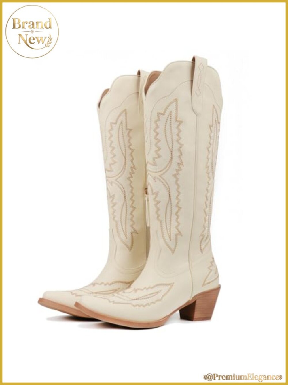 Women's Knee High Western Cowboy Boots Snip Toe Block Heel